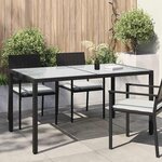 vidaXL Table de jardin 150x90x75cm Verre trempé et résine tressée Noir