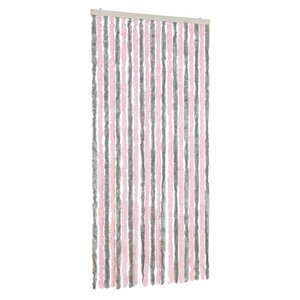 vidaXL Rideau anti-mouches gris argenté et rose 90x220 cm chenille