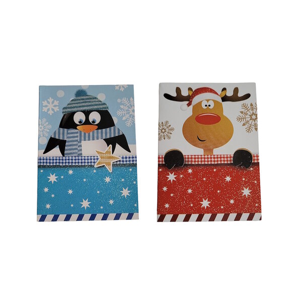 6 Étiquettes Cadeaux Noël A Coller - Pingouin Renne