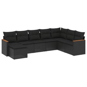 vidaXL Salon de jardin 8 Pièces avec coussins noir résine tressée