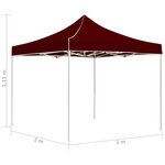 vidaXL Tente de réception pliable Aluminium 2 x 2 m Bordeaux