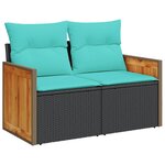 vidaXL Salon de jardin 10 Pièces avec coussins noir résine tressée