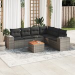vidaXL Salon de jardin avec coussins 7 Pièces gris résine tressée