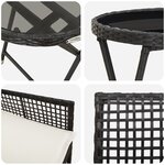 Ensemble de Bistro de Jardin 3 Pièces avec Coussins Noir en Poly Rattan