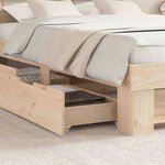 vidaXL Cadre de lit avec tiroir Marron 140 x 200 cm Bois massif en pin