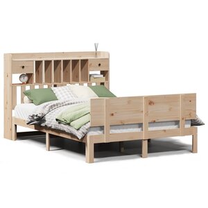 vidaXL Lit bibliothèque sans matelas 150x200 cm bois massif de pin