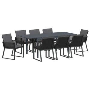 vidaXL Ensemble de salle à manger pour jardin 9 Pièces Noir polyrotin