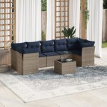 vidaXL Salon de jardin 8 Pièces avec coussins gris résine tressée