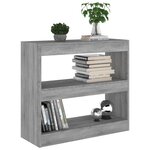 vidaXL Bibliothèque/Séparateur de pièce Sonoma gris 80x30x72 cm