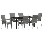 vidaXL Ensemble de Jardin de 7 Pièces en Rattan Gris