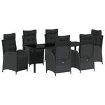 vidaXL Ensemble de salle à manger pour jardin 7 Pièces Noir polyrotin