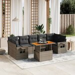 vidaXL Salon de jardin 8 Pièces avec coussins gris résine tressée