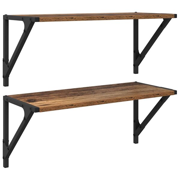 vidaXL Étagères Murales 2 Pièces Bois Ancien 60 x 25 x 25 5 cm