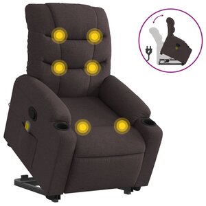 vidaXL Fauteuil inclinable de massage Marron foncé Tissu