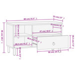 vidaXL Meuble TV 80x33x46 cm bois massif de manguier