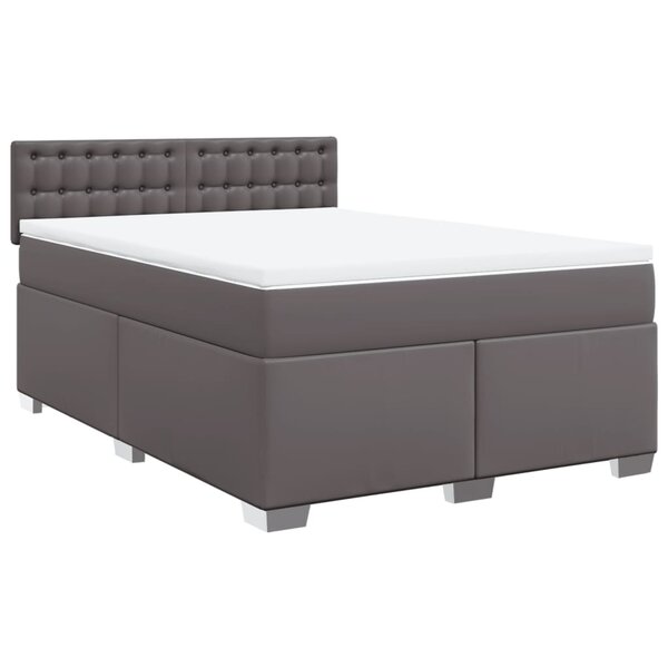 vidaXL Sommier à lattes de lit avec matelas Gris 140x200 cm Similicuir
