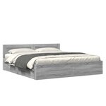 vidaXL Cadre de lit et tête de lit sans matelas sonoma gris 180x200 cm
