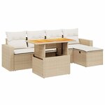 vidaXL Salon de jardin avec coussins 6 Pièces beige résine tressée