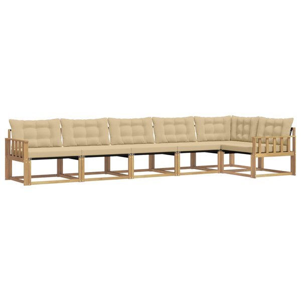 vidaXL Ensemble de canapés d'extérieur 6 Pièces Blanc et Beige