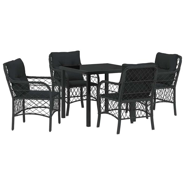 vidaXL Ensemble de salle à manger pour jardin 5 Pièces Noir Poly rotin