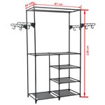 vidaXL Porte-vêtements Acier et tissu non-tissé 87x44x158 cm Noir