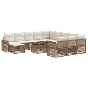 vidaXL Ensemble de canapé de jardin 13 Pièces Beige et blanc crème