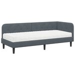 vidaXL Cadre de lit d'angle Gris foncé 80 x 200 cm Velours
