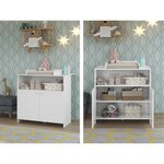 Lit bébé 70 x 140 cm + commode à langer + armoire - Blanc