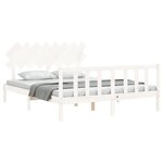 vidaXL Cadre de lit avec tête de lit blanc 160x200 cm bois massif