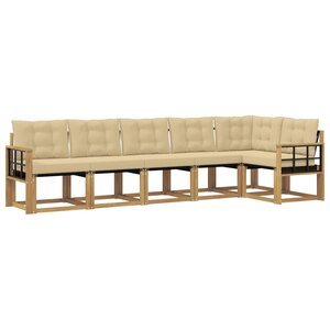 vidaXL Ensemble de canapés d'extérieur 6 Pièces Blanc et Beige