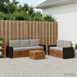 vidaXL Ensembles de canapés avec coussin 6 Pièces Bois d'Acacia Massif