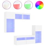 vidaXL Unités murales TV avec LED 5 Pièces blanc bois d'ingénierie