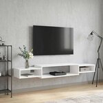 vidaXL Meuble TV mural Montage mural Blanc 180 x 28 x 21 cm