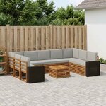 vidaXL Ensembles de canapés avec coussin 10 Pièces Naturel et gris clair