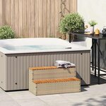 VidaXL Marche bain remous beige 100x50x50 5 cm polyrotin acacia massif