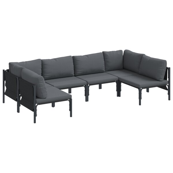 vidaXL Ensemble de canapé de jardin 6 Pièces Anthracite Acier