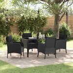 vidaXL Ensemble de salle à manger pour jardin 5 Pièces Noir Poly rotin