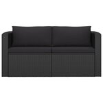 vidaXL Salon de jardin 7 Pièces avec coussins Résine tressée Noir