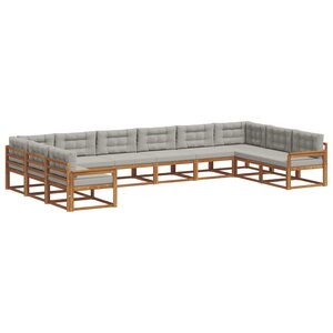 vidaXL Ensemble de canapés d'extérieur 10 pc Gris Naturel et Clair
