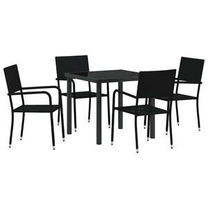 vidaXL Ensemble de salle à manger pour jardin 5 Pièces Noir polyrotin