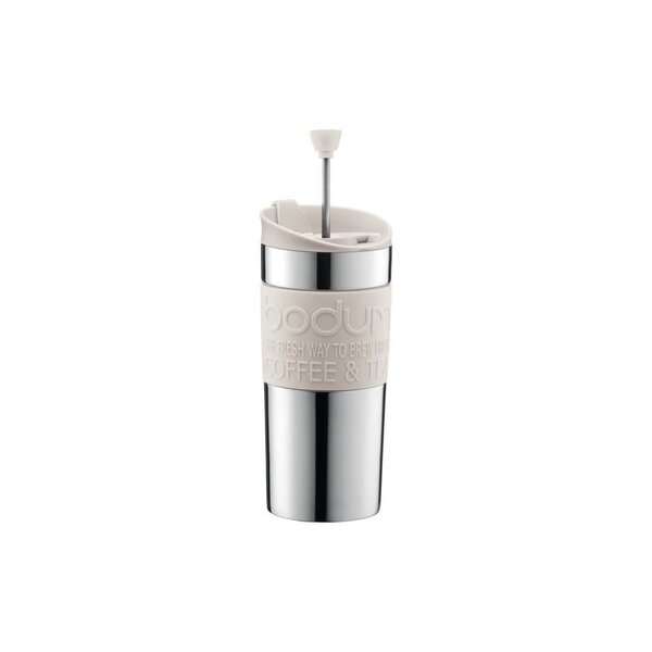 BODUM TRAVEL PRESS Mug a piston en inox double paroi 0.35 l Blanc Creme