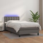 vidaXL Sommier à lattes de lit avec matelas et LED Gris 100x200 cm