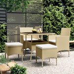 vidaXL Ensemble à manger de jardin 5 Pièces Résine tressée Beige