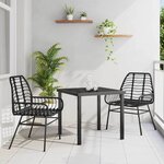 vidaXL Ensemble de salle à manger pour jardin 3 Pièces Noir polyrotin