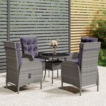 vidaXL Mobilier de bistro de jardin 5 Pièces Résine tressée Gris