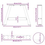 vidaXL Pieds de table basse en forme de A  2 pièces  40 x (30-31) cm  acier