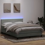 vidaXL Sommier à lattes de lit et matelas et LED gris clair 160x220cm velours