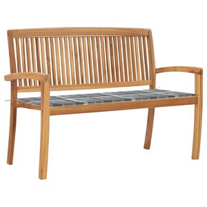 vidaXL Banc de jardin empilable et coussin 128 5cm Bois de teck massif