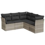 vidaXL Salon de jardin 5 Pièces avec coussins gris clair résine tressée