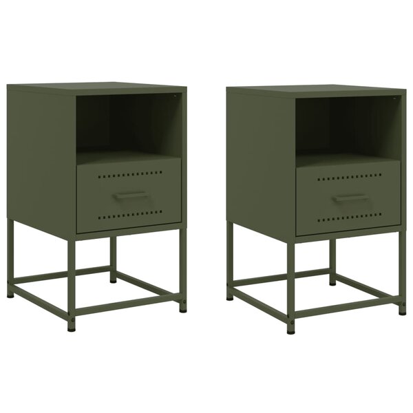 vidaXL Tables de chevet 2 Pièces vert olive 36x39x60 5 cm acier